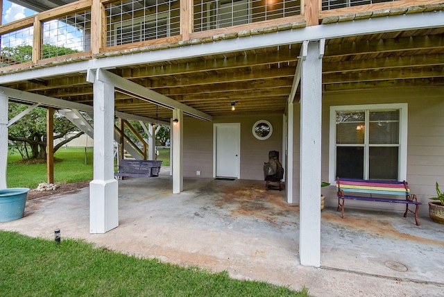 view of patio / terrace with stairway