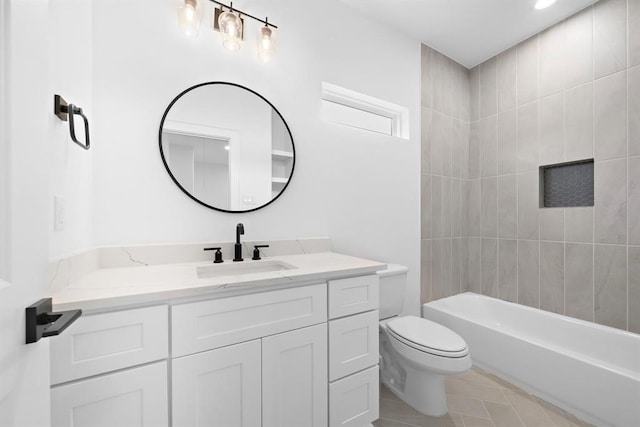1430 Nashua St, Houston, TX 77008 - full bath featuring vanity, tile patterned flooring, toilet, and bathing tub / shower combination