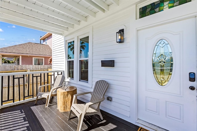 deck with a porch