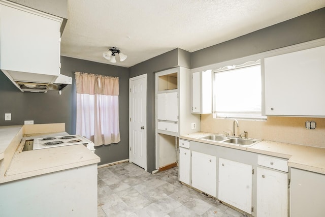 kitchen featuring a sink, white cabinets, a healthy amount of sunlight, and light countertops