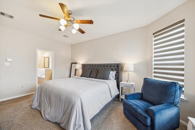 18618 Suncross Ln, Tomball, TX 77377 - bedroom featuring carpet, baseboards, ceiling fan, and ensuite bath