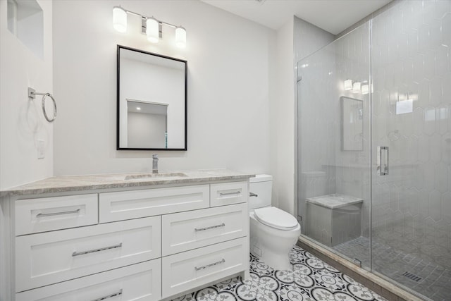 1550 Gardenia Dr, Houston, TX 77018 - bathroom with vanity, a shower stall, and tile patterned floors