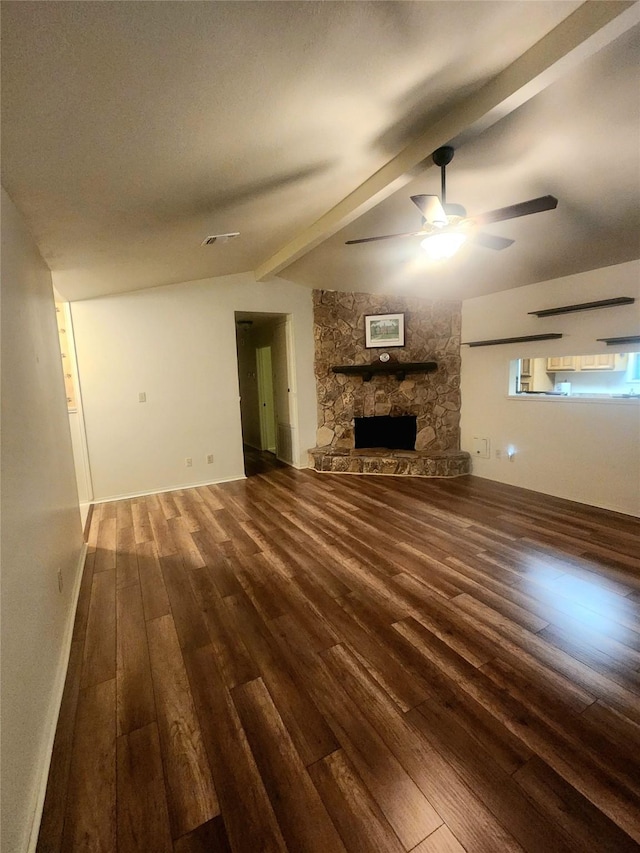 3306 Sycamore Springs Dr, Houston, TX 77339 - unfurnished living room with wood-type flooring, a ceiling fan, and a fireplace