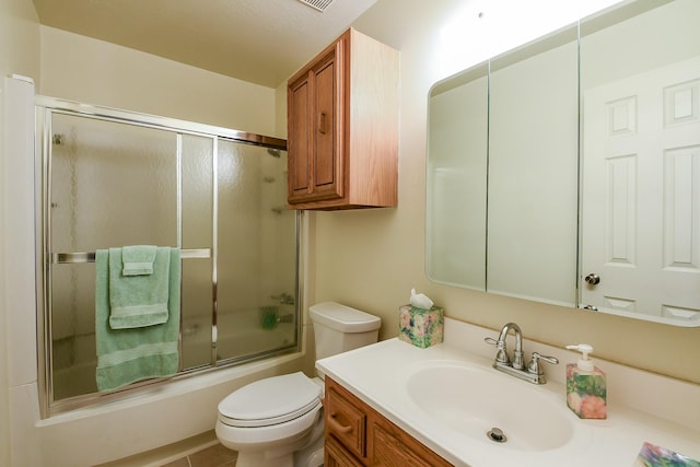 3306 Sycamore Springs Dr, Houston, TX 77339 - full bathroom with toilet, shower / bath combination with glass door, and vanity