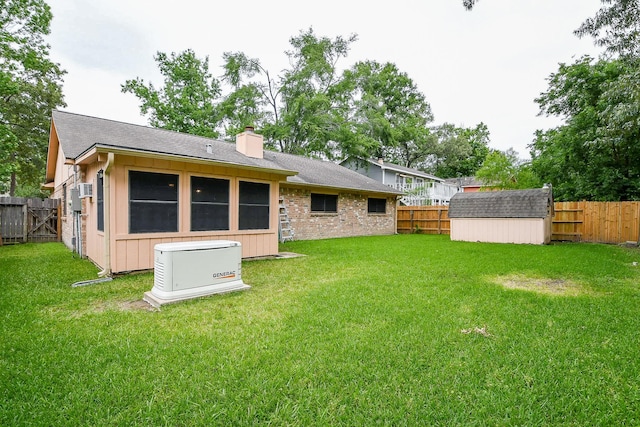 3306 Sycamore Springs Dr, Houston, TX 77339 - back of house with a chimney, an outdoor structure, a storage unit, and roof with shingles