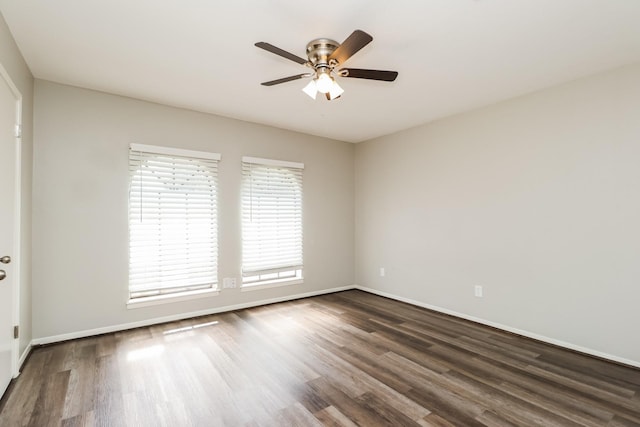 23314 Goodfellow Dr, Spring, TX 77373 - empty room with baseboards, a ceiling fan, and dark wood-style floors