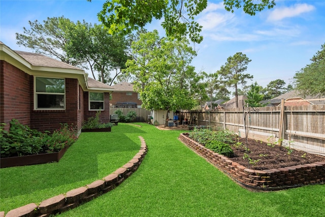 20415 Aspenwilde Dr, Cypress, TX 77433 - view of yard with a fenced backyard and a vegetable garden