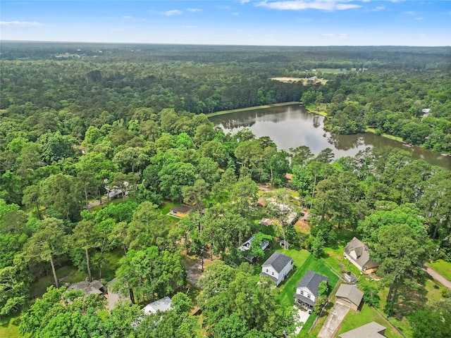 6090 Skylane Dr, Montgomery, TX 77316 - aerial view featuring a water view and a wooded view