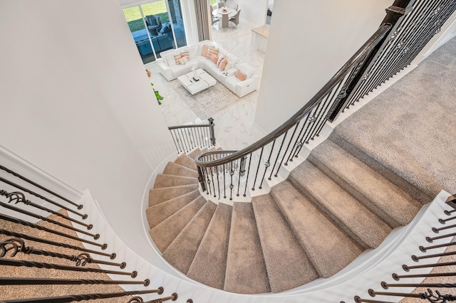 453 Stratus View Ct, Katy, TX 77493 - stairs featuring a high ceiling