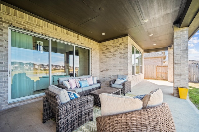 453 Stratus View Ct, Katy, TX 77493 - view of patio featuring fence and an outdoor living space