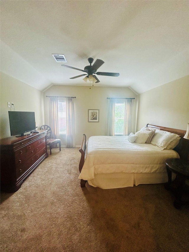 2731 Sea Ledge Dr, Seabrook, TX 77586 - carpeted bedroom featuring lofted ceiling and a ceiling fan