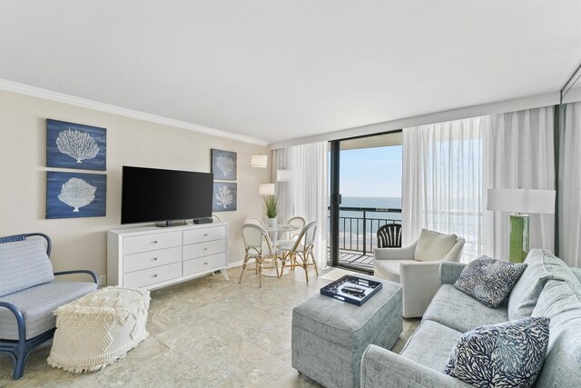 5220 Seawall Blvd Unit 1036B, Galveston, TX 77551 - living area with crown molding and baseboards