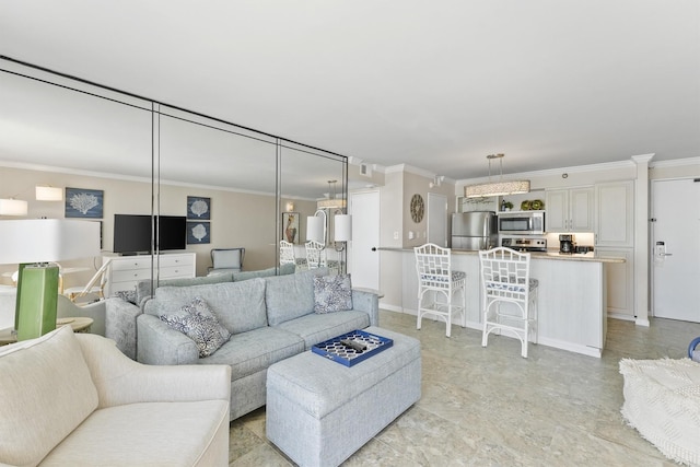5220 Seawall Blvd Unit 1036B, Galveston, TX 77551 - living area featuring crown molding