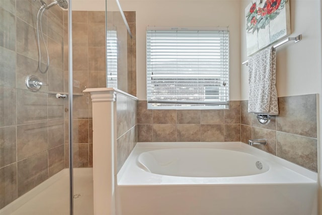 7908 Beryl Ct, Texas City, TX 77591 - bathroom with a garden tub and a stall shower