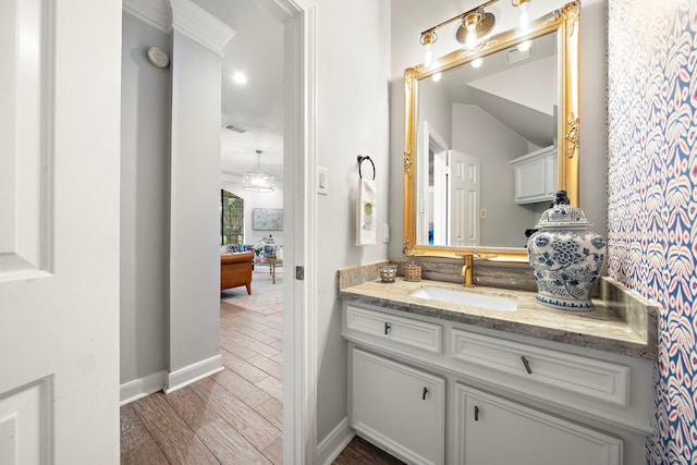 32743 Weybridge St, Fulshear, TX 77441 - bathroom featuring vanity and wood finished floors