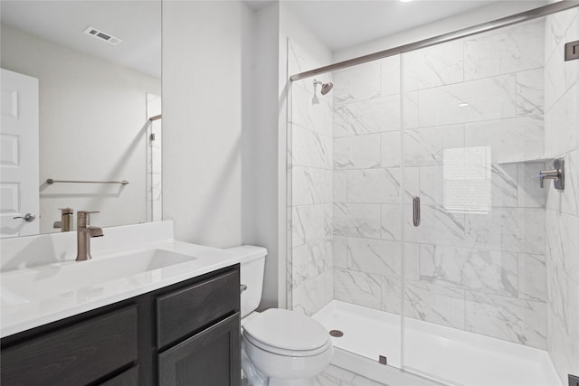 23415 Persimmon Creek Ln, Katy, TX 77493 - bathroom with vanity, a shower stall, and marble finish floors