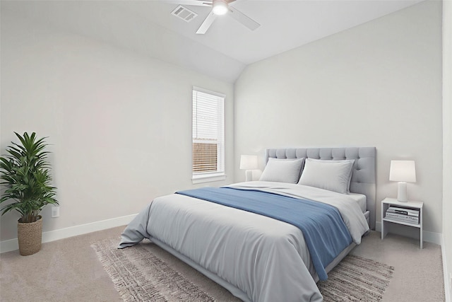 23415 Persimmon Creek Ln, Katy, TX 77493 - bedroom with light colored carpet, vaulted ceiling, and a ceiling fan