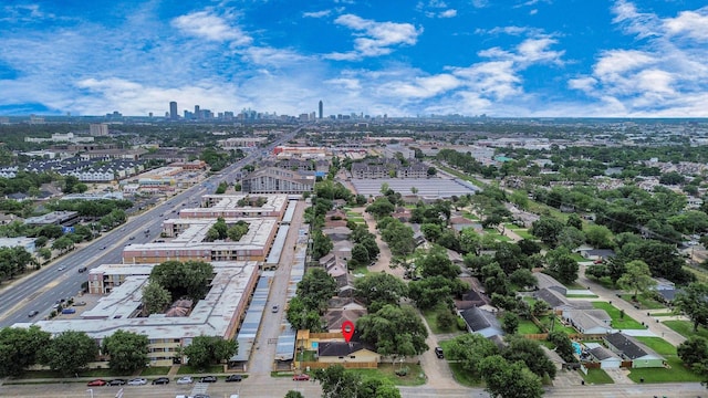 drone / aerial view with a city view