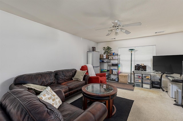 2103 Laurel Arbor Dr, Houston, TX 77014 - living room featuring ceiling fan and light carpet