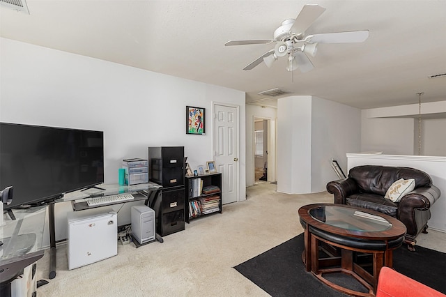 2103 Laurel Arbor Dr, Houston, TX 77014 - carpeted living area with a ceiling fan and an office area