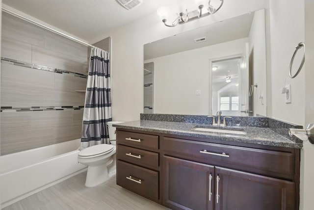 23 Castello Ln, Missouri City, TX 77459 - full bath with visible vents, shower / bath combo with shower curtain, toilet, and vanity