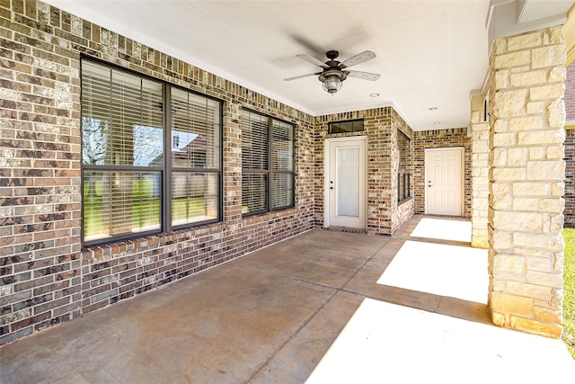 view of patio / terrace featuring a ceiling fan