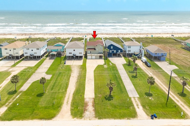 2330 Blue Water Hwy, Surfside Beach, TX 77541 - aerial view featuring a view of the beach, a residential view, and a water view