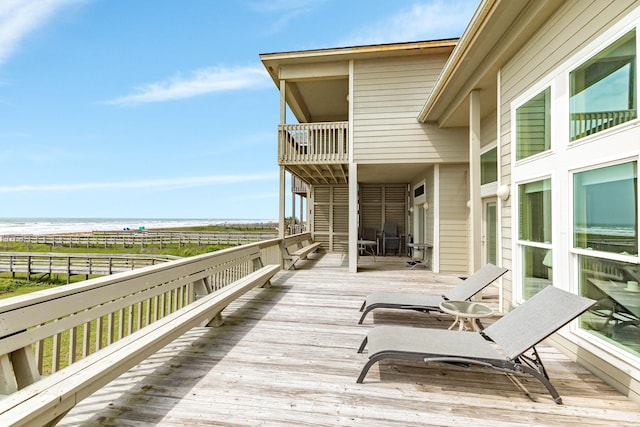 2330 Blue Water Hwy, Surfside Beach, TX 77541 - wooden terrace with fence and a water view