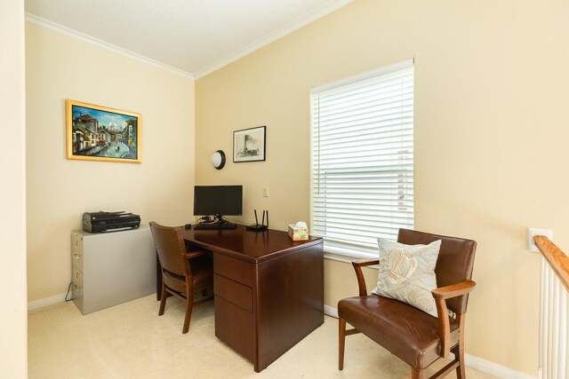 2330 Blue Water Hwy, Surfside Beach, TX 77541 - office space with crown molding, baseboards, and light carpet