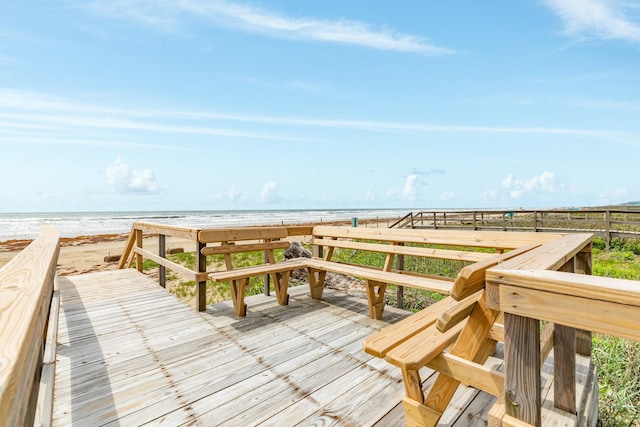 2330 Blue Water Hwy, Surfside Beach, TX 77541 - deck with a water view and a beach view