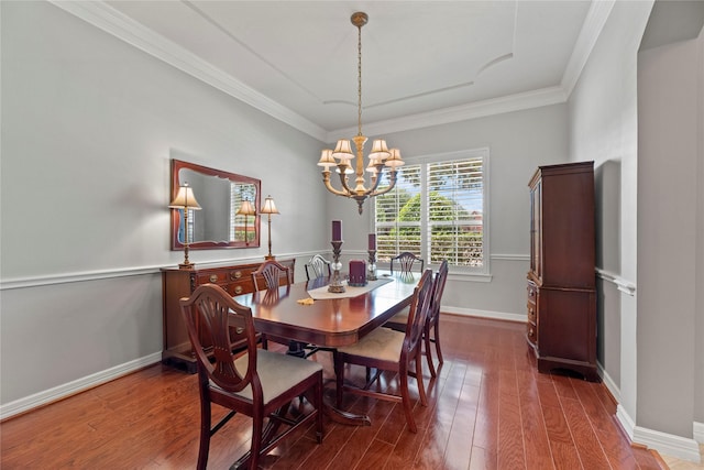 17714 W Copper Lakes Dr, Houston, TX 77095 - dining space featuring an inviting chandelier, baseboards, crown molding, and wood finished floors