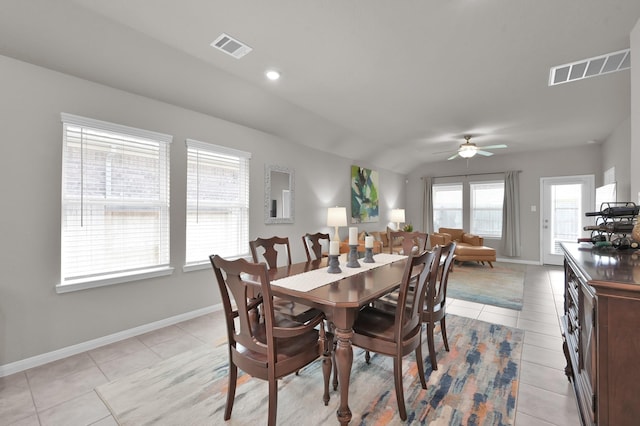 17422 Buckeye Br, Conroe, TX 77385 - dining room featuring light tile patterned flooring, baseboards, and ceiling fan
