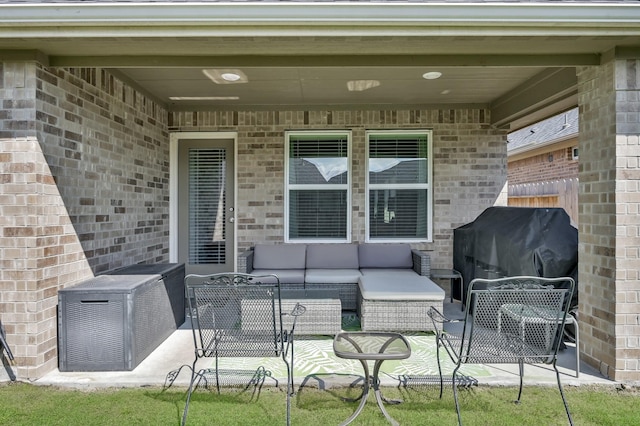 17422 Buckeye Br, Conroe, TX 77385 - view of patio with an outdoor living space and area for grilling
