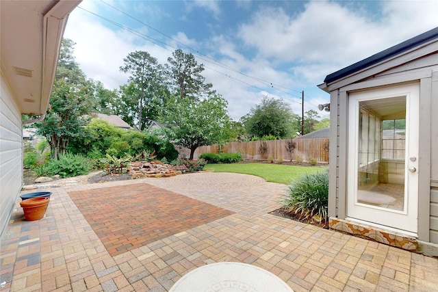 view of patio featuring a fenced backyard