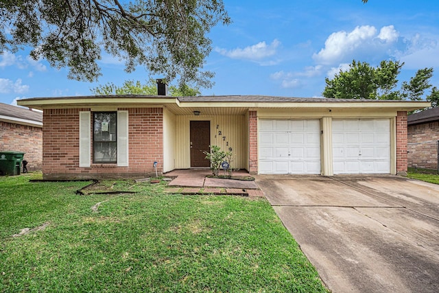 12719 Panay Dr, Houston, TX 77048 - ranch-style home featuring a garage, driveway, a front lawn, and brick siding