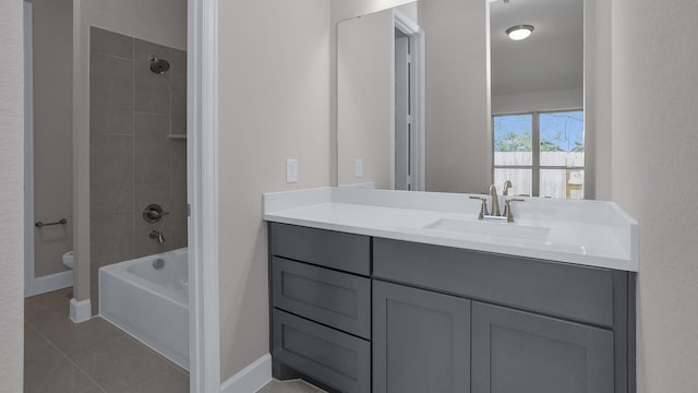 12944 Whitewater Way, Conroe, TX 77302 - bathroom with vanity, shower / washtub combination, and tile patterned flooring