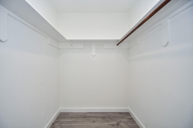 walk in closet featuring dark wood finished floors