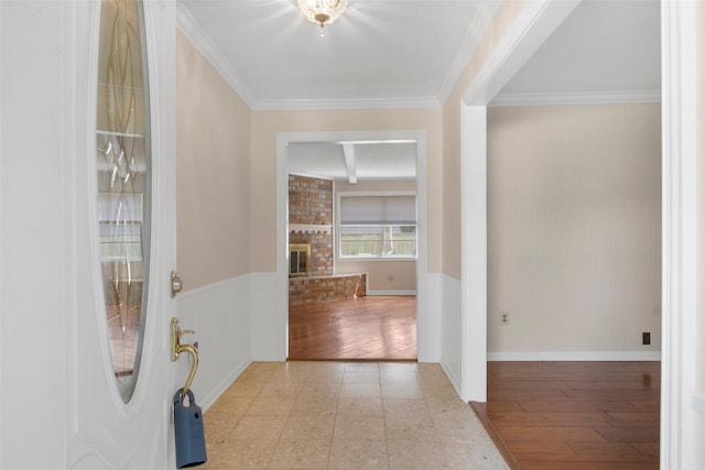 711 Rosewood Dr, Shenandoah, TX 77381 - foyer entrance with crown molding and wainscoting
