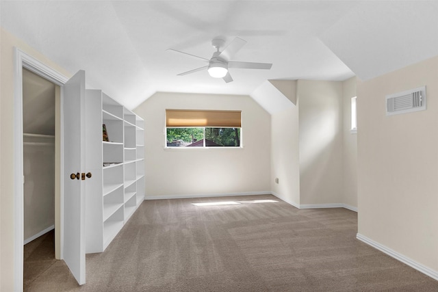 711 Rosewood Dr, Shenandoah, TX 77381 - additional living space featuring carpet flooring, ceiling fan, lofted ceiling, and baseboards