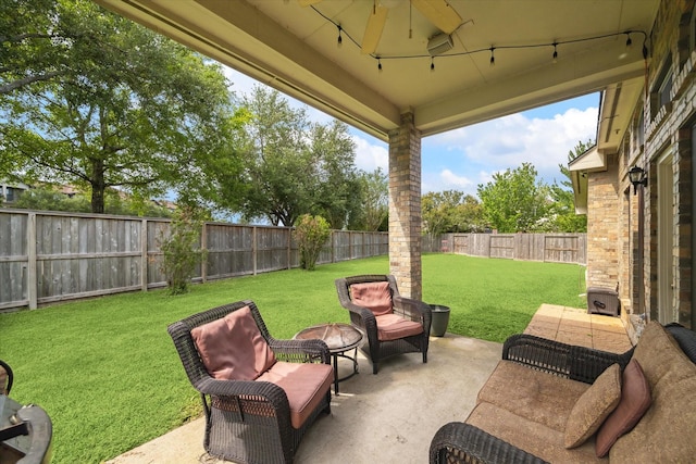 view of patio featuring a fenced backyard