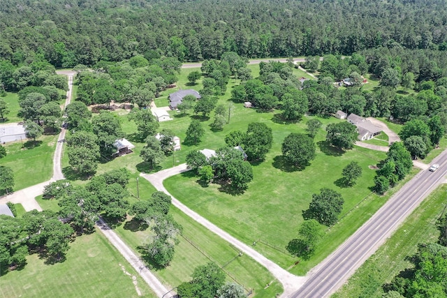 bird's eye view featuring a view of trees