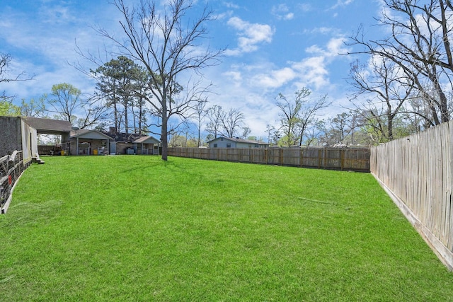 view of yard featuring a fenced backyard