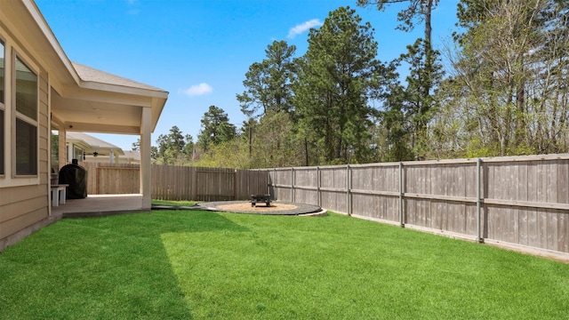 view of yard featuring a fenced backyard
