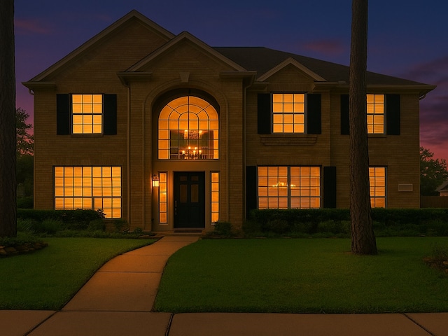 view of front facade with a yard