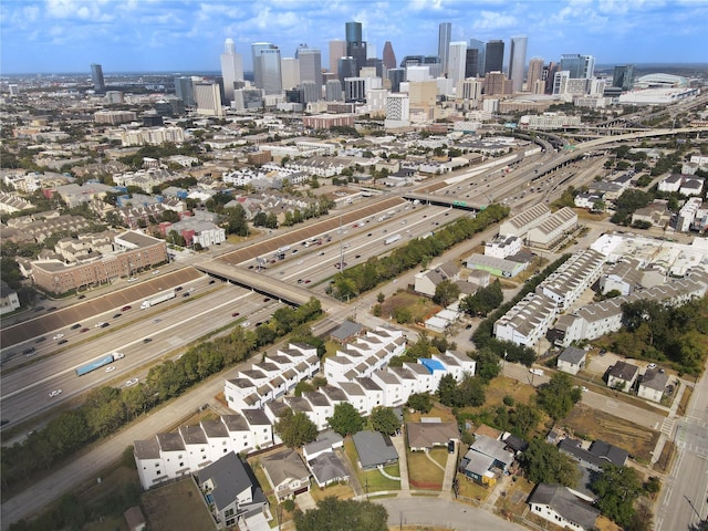 drone / aerial view with a view of city