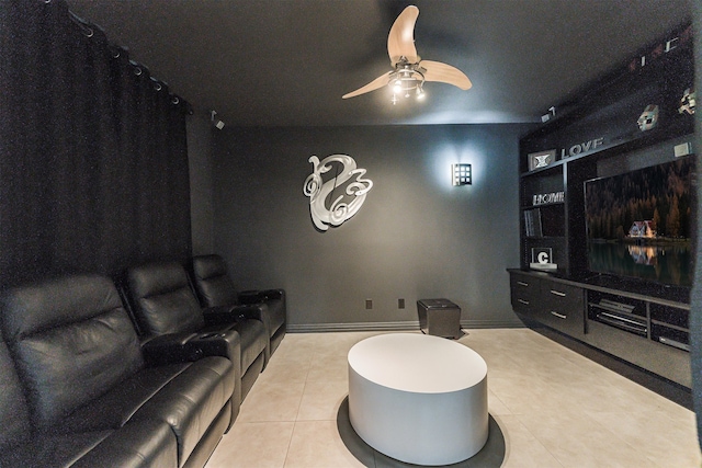 33519 Hillside Dr, Pinehurst, TX 77362 - tiled living area featuring a ceiling fan and baseboards