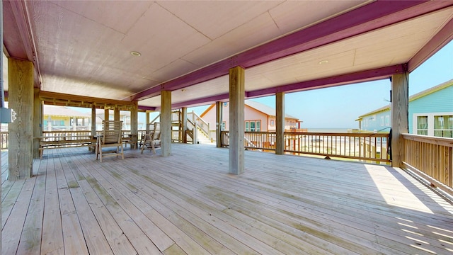 975 S Stingaree, Crystal Beach, TX 77650 - wooden terrace with a water view