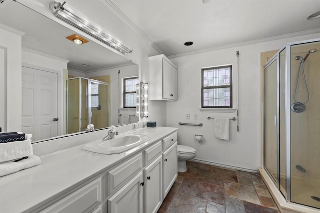 18 S Shore Dr S, Galveston, TX 77551 - bathroom with ornamental molding, a healthy amount of sunlight, and vanity