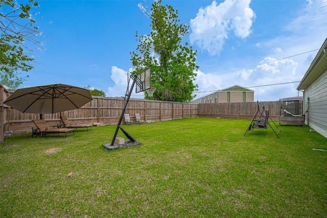 view of yard featuring a fenced backyard