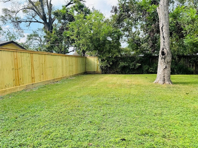 view of yard featuring a fenced backyard